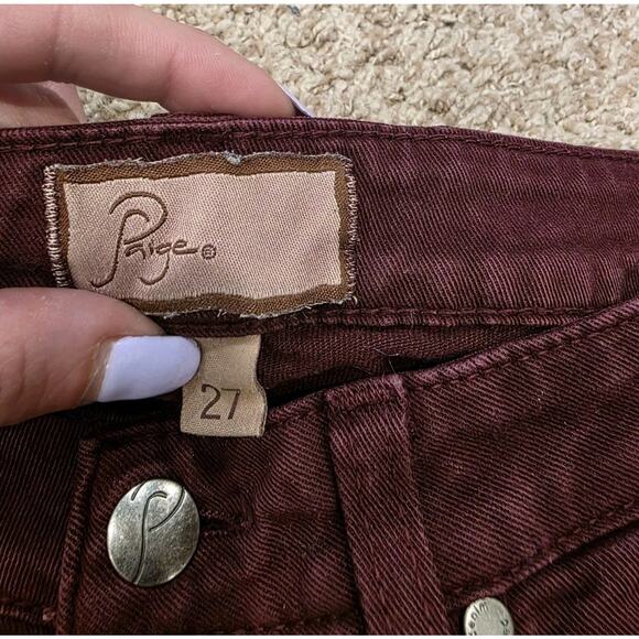 Paige Peg Skinny Jeans 27 Stretch Deep Red Burgundy Wash Mid Rise Retails $185 - Picture 3 of 5